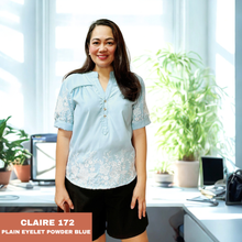 Load image into Gallery viewer, CLAIRE BLOUSE 0172  - EYELET POWDER BLUE