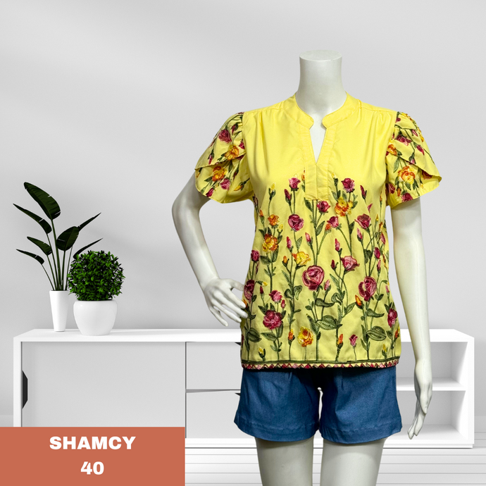 SHAMCY BLOUSE 0040- EMBROID YELLOW