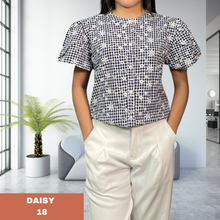 Load image into Gallery viewer, DAISY BLOUSE 0018-CHECKERED NAVY BLUE