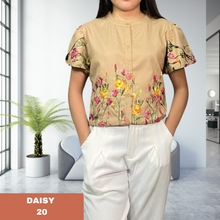 Load image into Gallery viewer, DAISY BLOUSE 0020-EMBROIDERED BROWN