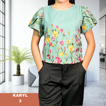 Load image into Gallery viewer, KARYL  BLOUSE 0003-EMBROIDERED TEAL GREEN