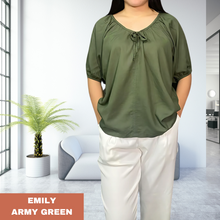 Load image into Gallery viewer, EMILY  BLOUSE 0007- PLAIN ARMY GREEN