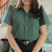 Load image into Gallery viewer, JUANA BLOUSE 0027 - PLAIN MARINE GREEN