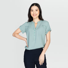 Load image into Gallery viewer, CARLA BLOUSE 0029 - PLAIN TEAL GREEN
