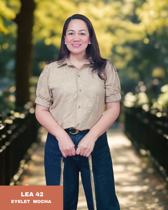 LEA BLOUSE 0042-EYELET MOCHA