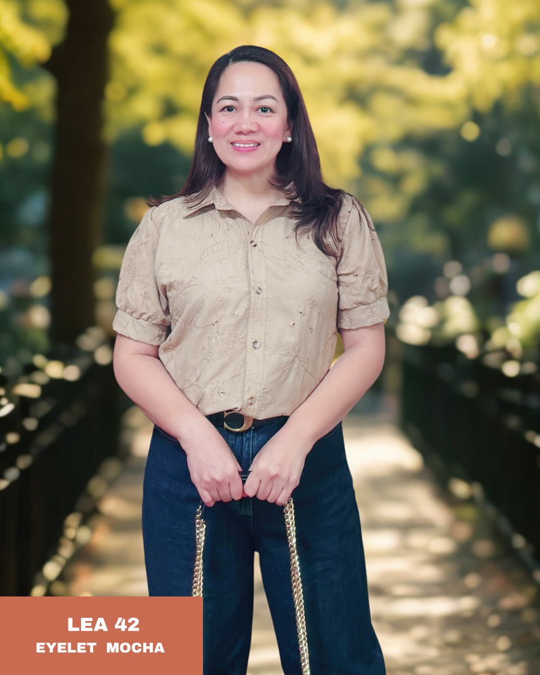 LEA BLOUSE 0042-EYELET MOCHA