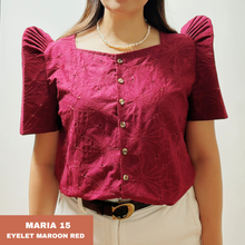Load image into Gallery viewer, MARIA BLOUSE 0015-EYELET MAROON