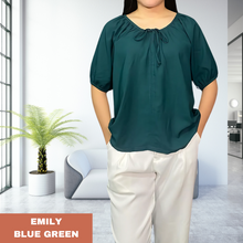 Load image into Gallery viewer, EMILY  BLOUSE 0003- PLAIN BLUE GREEN