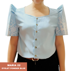 MARIA BLOUSE 0022-EYELET POWDER BLUE