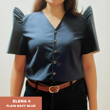 Load image into Gallery viewer, ELENA  BLOUSE 0004- PLAIN NAVY BLUE