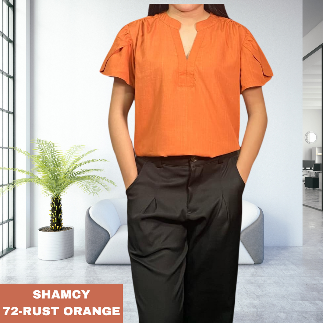 SHAMCY BLOUSE 0072 - PLAIN RUST ORANGE