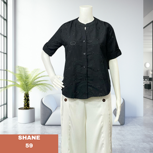 SHANE BLOUSE 0059-EYELET BLACK