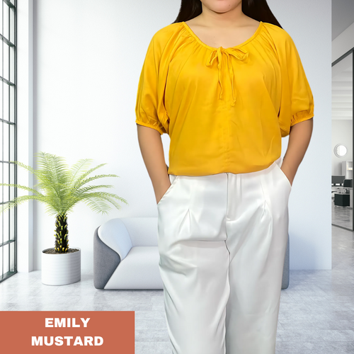 EMILY  BLOUSE 0010- PLAIN MUSTARD