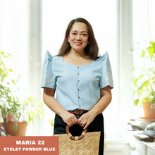 Load image into Gallery viewer, MARIA BLOUSE 0022-EYELET POWDER BLUE