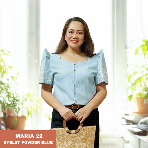 MARIA BLOUSE 0022-EYELET POWDER BLUE