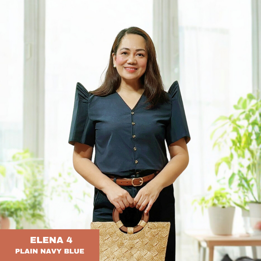 ELENA  BLOUSE 0004- PLAIN NAVY BLUE