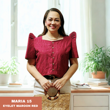 Load image into Gallery viewer, MARIA BLOUSE 0015-EYELET MAROON