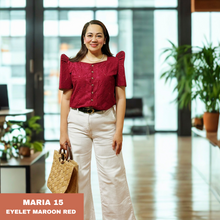 Load image into Gallery viewer, MARIA BLOUSE 0015-EYELET MAROON