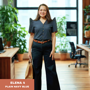 ELENA  BLOUSE 0004- PLAIN NAVY BLUE