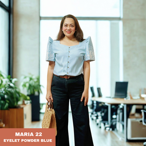 MARIA BLOUSE 0022-EYELET POWDER BLUE