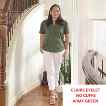 Load image into Gallery viewer, CLAIRE BLOUSE 0079 - EYELET SINEPHA NO CUFFS  ARMY GREEN