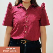 Load image into Gallery viewer, JUANA BLOUSE 0058 - EYELET MAROON