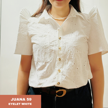 Load image into Gallery viewer, JUANA BLOUSE 0059 - EYELET WHITE