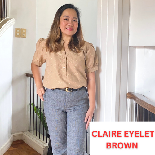 CLAIRE BLOUSE 0067 -  EYELET BROWN