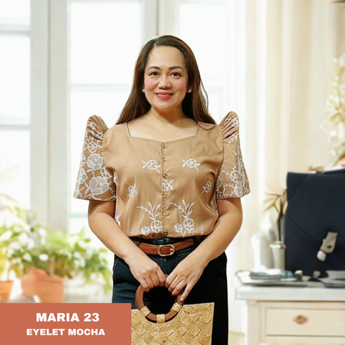 MARIA BLOUSE 0023-EYELET MOCHA