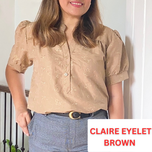 CLAIRE BLOUSE 0067 -  EYELET BROWN