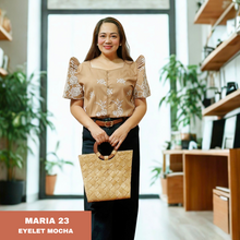 Load image into Gallery viewer, MARIA BLOUSE 0023-EYELET MOCHA