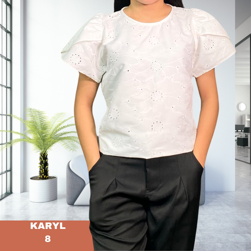 KARYL  BLOUSE 0008-EYELET WHITE