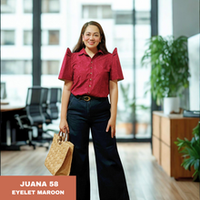 Load image into Gallery viewer, JUANA BLOUSE 0058 - EYELET MAROON