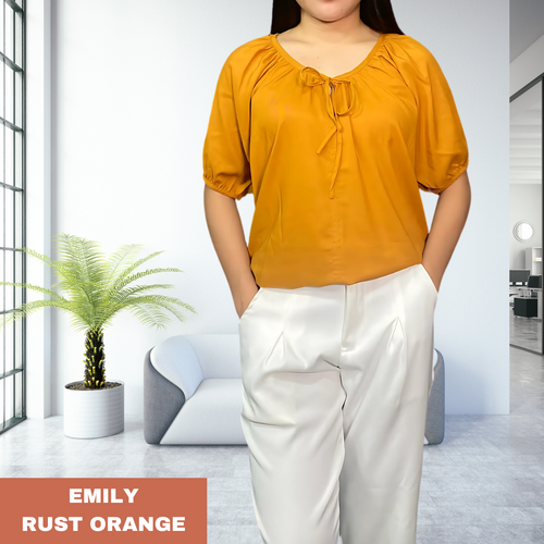 EMILY  BLOUSE 0004- PLAIN RUST ORANGE