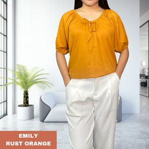 EMILY  BLOUSE 0004- PLAIN RUST ORANGE