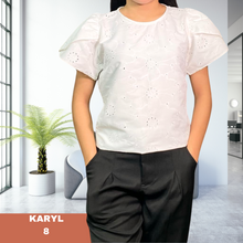 Load image into Gallery viewer, KARYL  BLOUSE 0008-EYELET WHITE