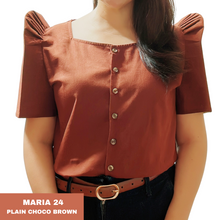 Load image into Gallery viewer, MARIA BLOUSE 0024- PLAIN CHOCO BROWN