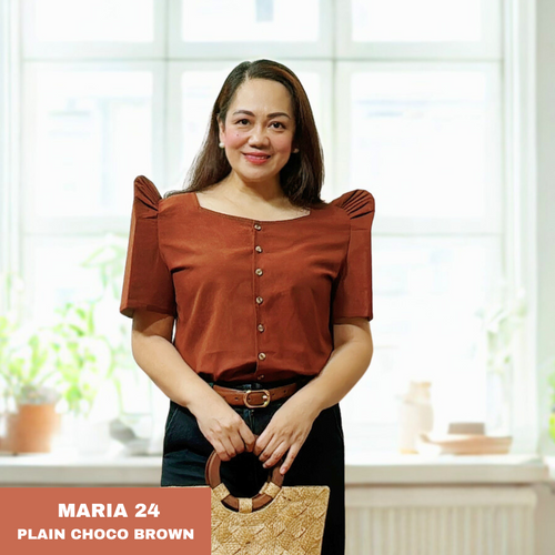 MARIA BLOUSE 0024- PLAIN CHOCO BROWN