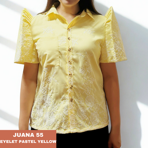 JUANA BLOUSE 0055 - EYELET PASTEL YELLOW