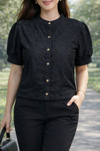Load image into Gallery viewer, DAHLIA BLOUSE 0080 - EYELET_2  BLACK