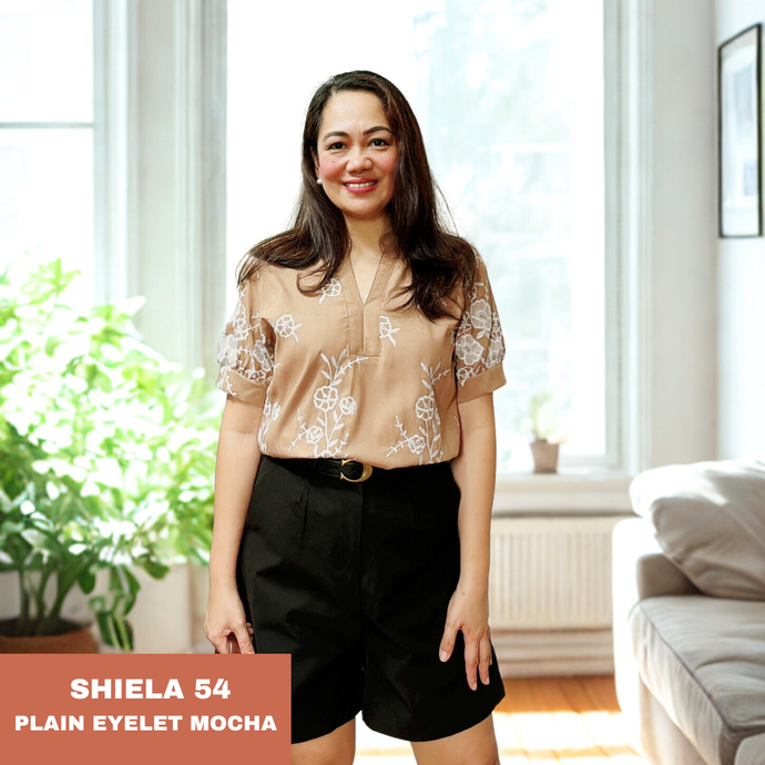 SHIELA BLOUSE 0054 - EYELET MOCHA