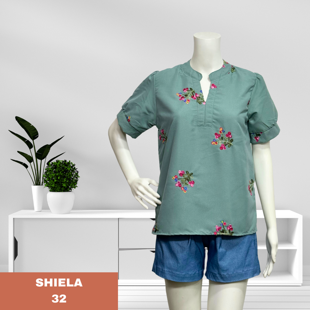 SHIELA BLOUSE 0032-EMBROID GREEN