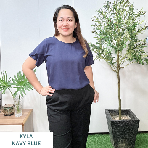 KYLA  BLOUSE 42 -PLAIN NAVY BLUE