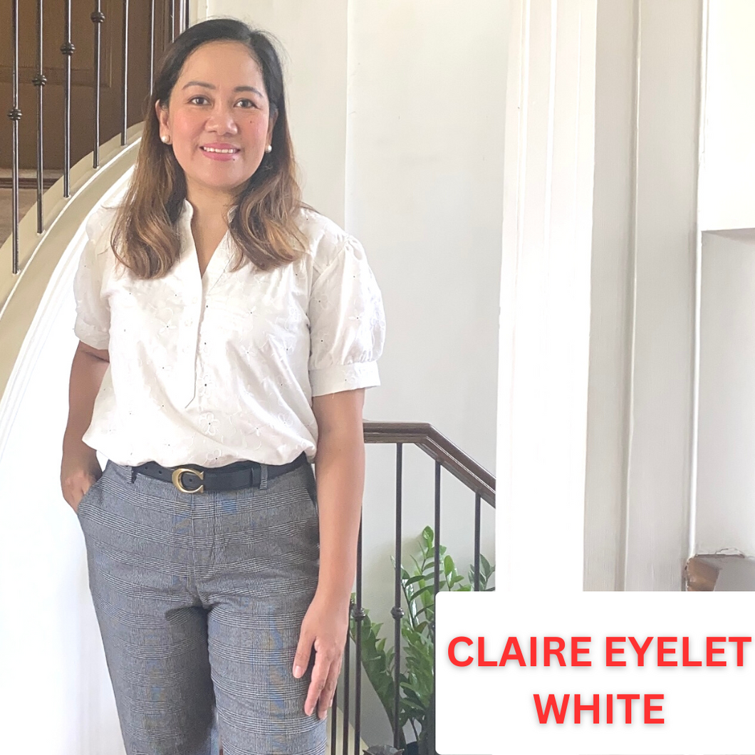 CLAIRE BLOUSE 0064-EYELET WHITE