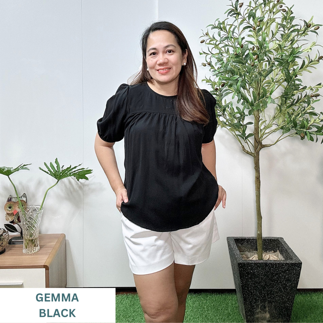 GEMMA  BLOUSE 0021-PLAIN BLACK