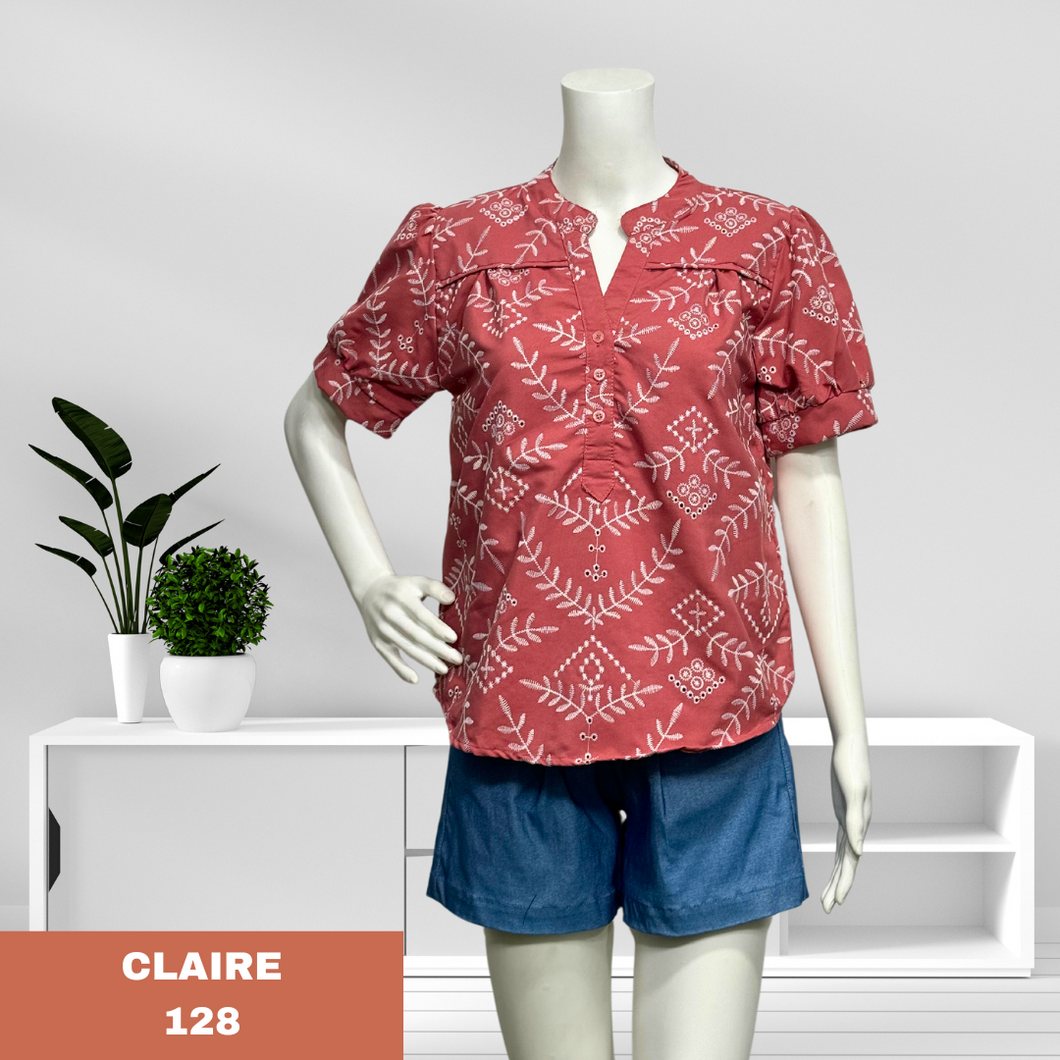 CLAIRE BLOUSE 0128-EMBROID OLD ROSE