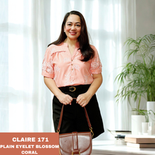 Load image into Gallery viewer, CLAIRE BLOUSE 0175  - EYELET BLOSSOM CORAL