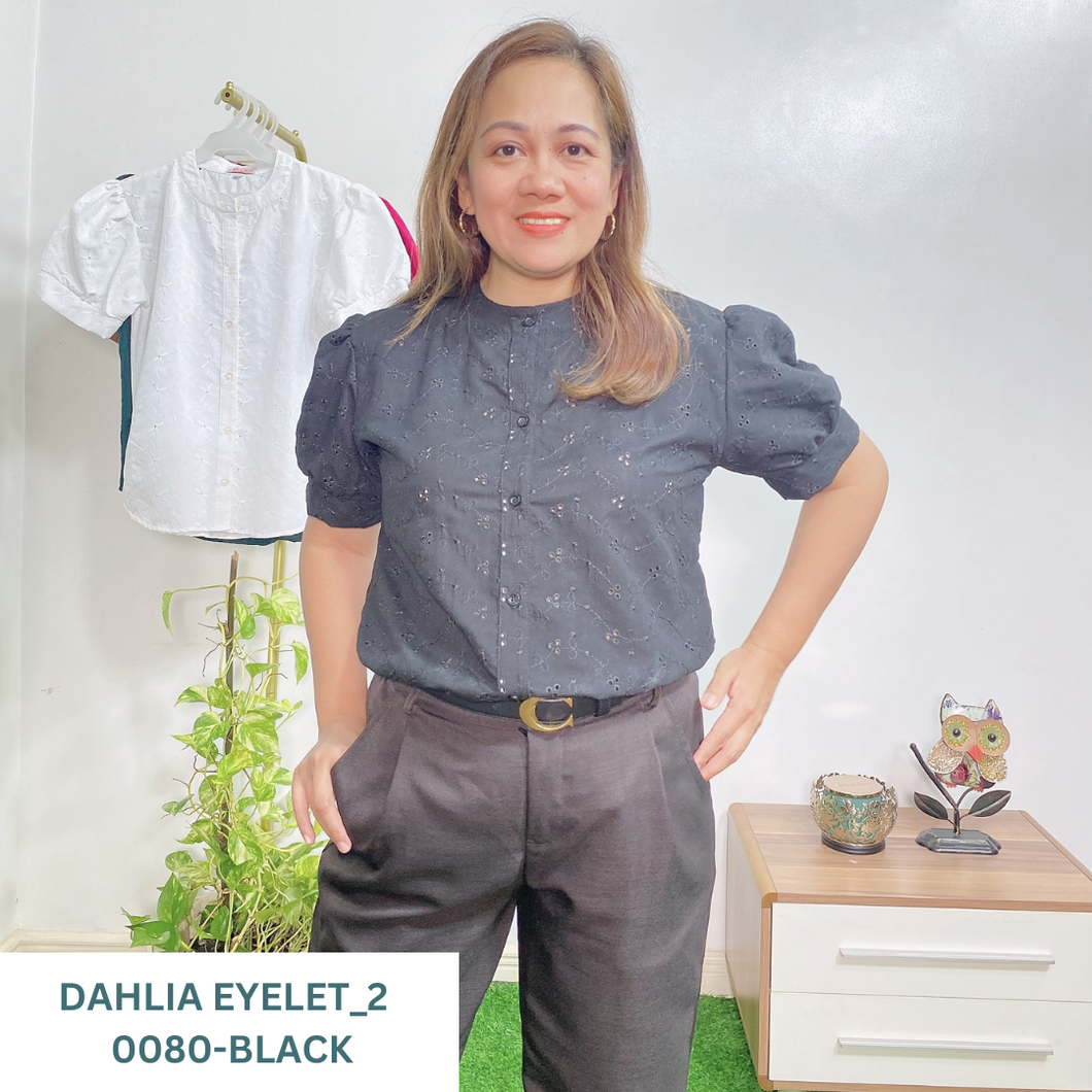 DAHLIA BLOUSE 0080 - EYELET_2  BLACK