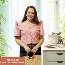 Load image into Gallery viewer, MARIA BLOUSE 0025 -EYELET BLOSSOM CORAL
