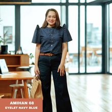 Load image into Gallery viewer, AMIHAN BLOUSE 0068 - EYELET NAVY BLUE